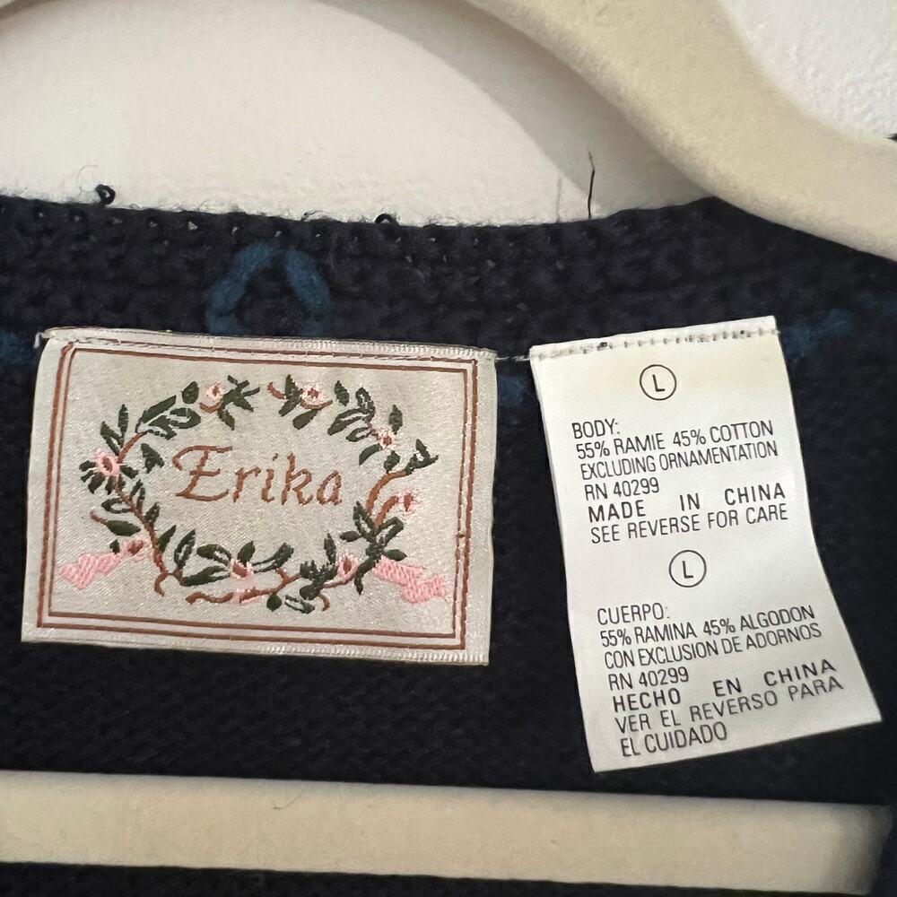 Vintage Erika Ramie Cotton Blend Crochet Floral Button Front Vest Cottagecore - Picture 4 of 9